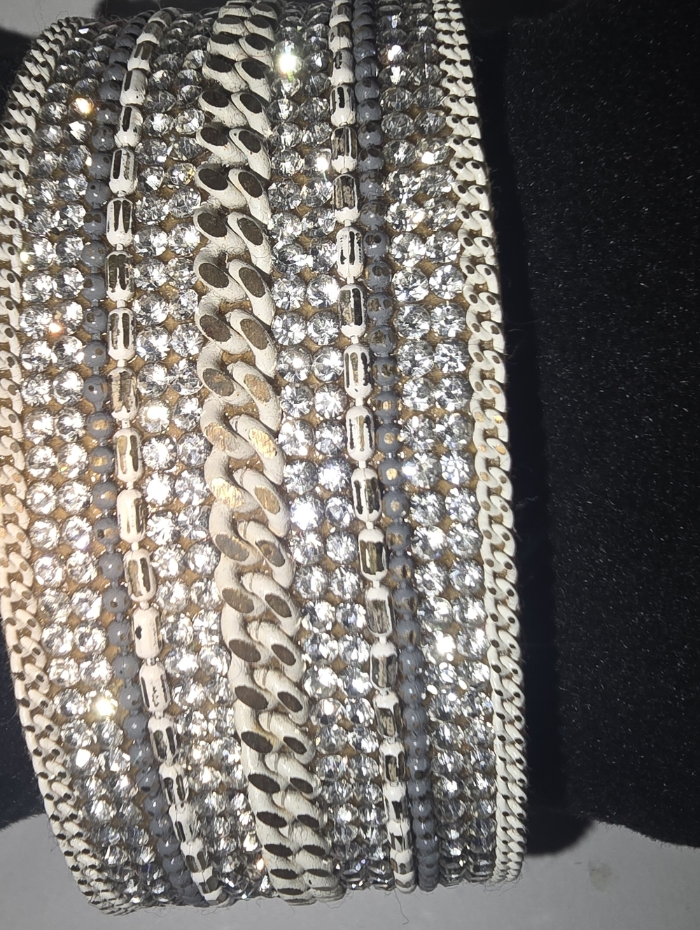 Luxury Multi-Layer Crystal Bracelet – Silver Tone | High Shine Statement Piece